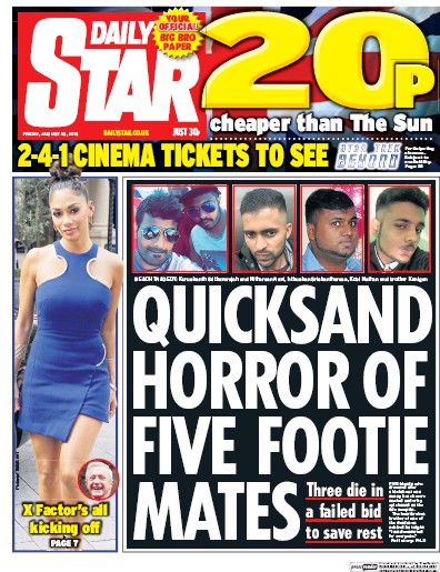 Daily Star Newspaper Front Page for 26 August 2016