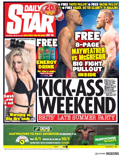 Daily Star Newspaper Front Page for 26 August 2017