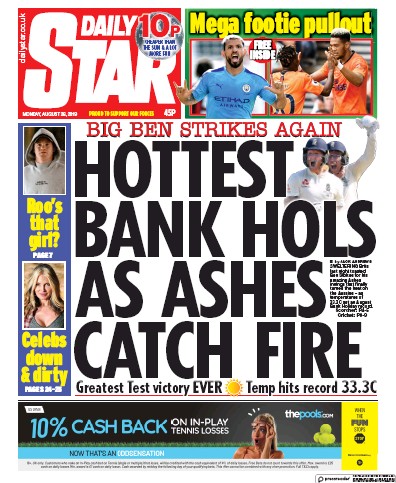 Daily Star Newspaper Front Page for 26 August 2019