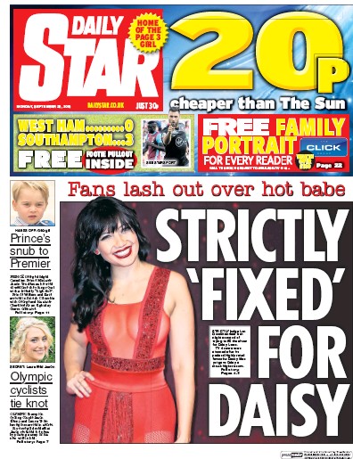 Daily Star Newspaper Front Page for 26 September 2016