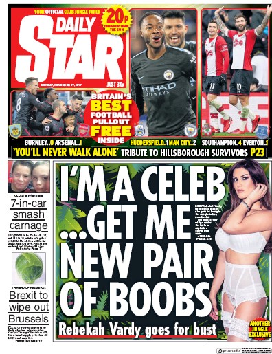 Daily Star Newspaper Front Page for 27 November 2017