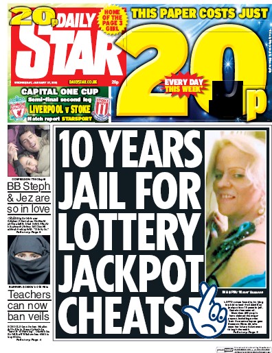 Daily Star Newspaper Front Page for 27 January 2016