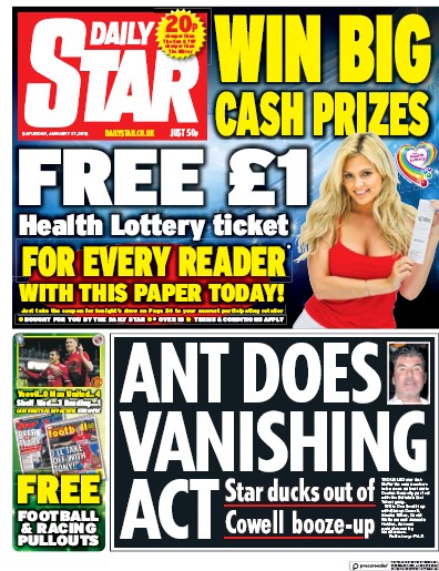 Daily Star Newspaper Front Page for 27 January 2018