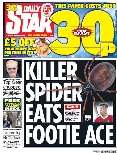 Daily Star Newspaper Front Page for 27 February 2016