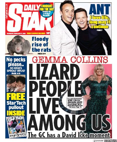 Daily Star Newspaper Front Page for 27 February 2020