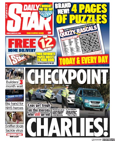 Daily Star Newspaper Front Page for 27 March 2020