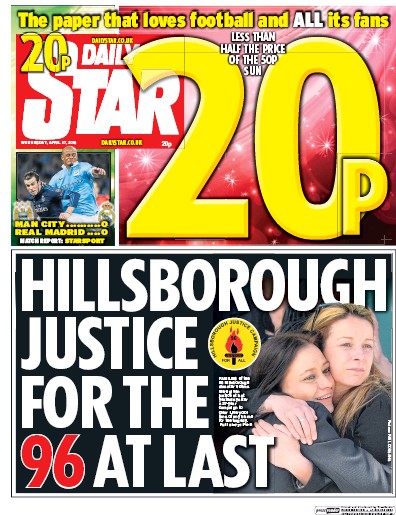 Daily Star (UK) Newspaper Front Page for 27 April 2016
