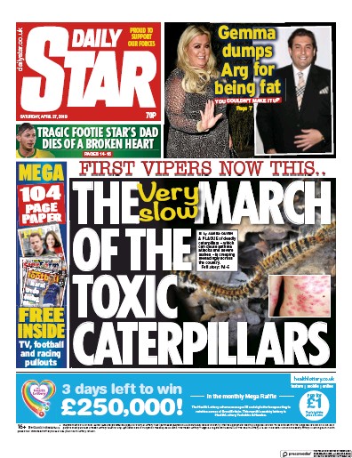 Daily Star Newspaper Front Page for 27 April 2019