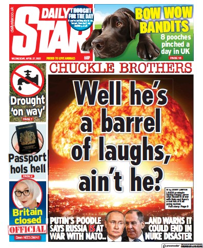 Daily Star Newspaper Front Page for 27 April 2022