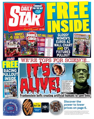 Daily Star (UK) Newspaper Front Page for 27 June 2025