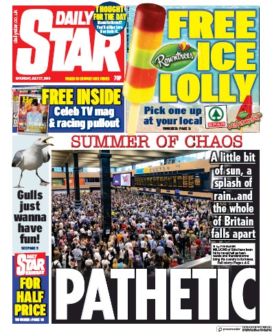 Daily Star Newspaper Front Page for 27 July 2019