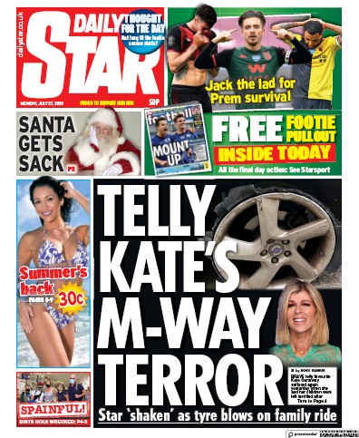 Daily Star Newspaper Front Page for 27 July 2020