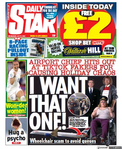 Daily Star Newspaper Front Page for 27 July 2022
