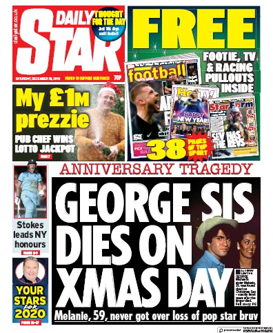 Daily Star Newspaper Front Page for 28 December 2019