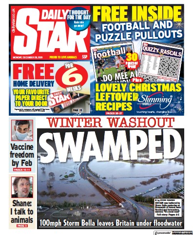Daily Star Newspaper Front Page for 28 December 2020