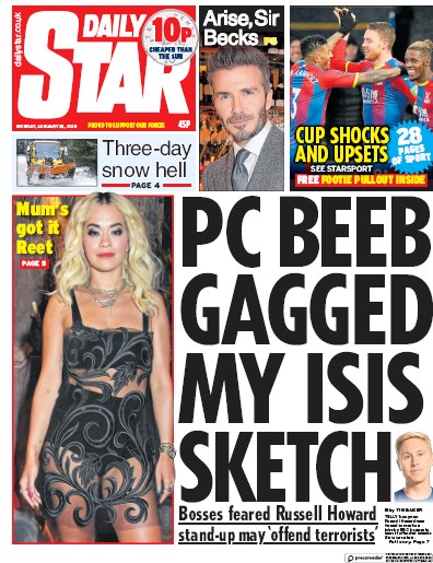 Daily Star Newspaper Front Page for 28 January 2019