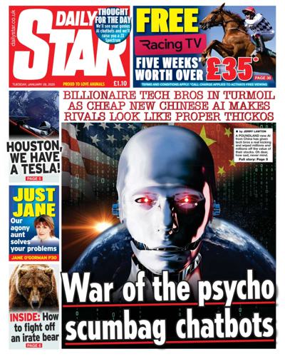 Daily Star (UK) Newspaper Front Page for 28 January 2025