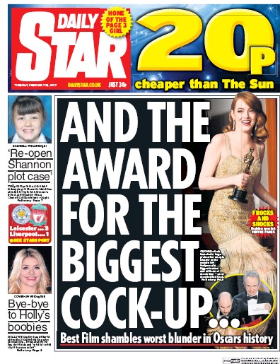 Daily Star Newspaper Front Page for 28 February 2017