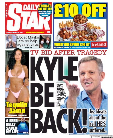 Daily Star Newspaper Front Page for 28 February 2020