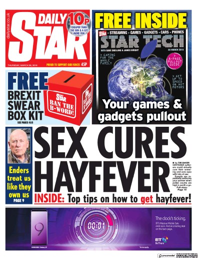 Daily Star Newspaper Front Page for 28 March 2019