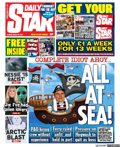 Daily Star Newspaper Front Page for 28 March 2022