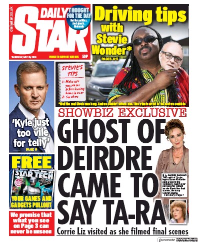 Daily Star (UK) Newspaper Front Page for 28 May 2020