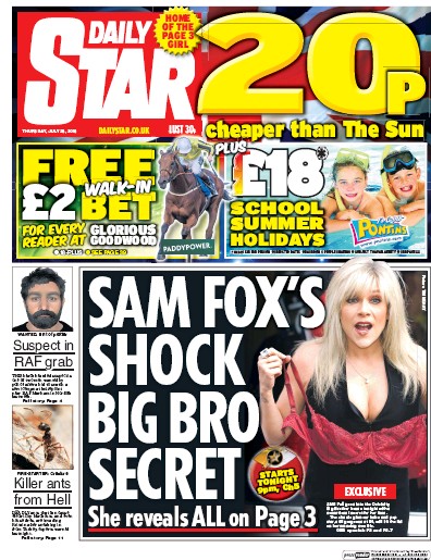 Daily Star Newspaper Front Page for 28 July 2016