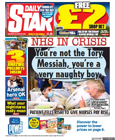 Daily Star Newspaper Front Page for 29 October 2022