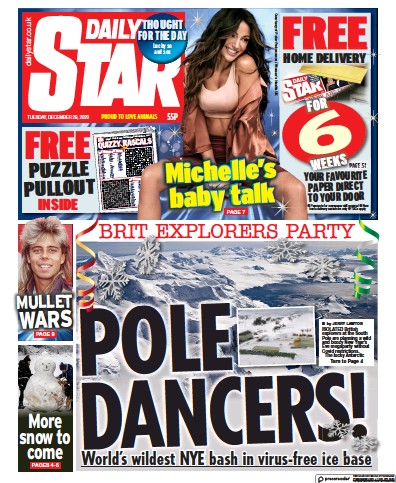 Daily Star (UK) Newspaper Front Page for 29 December 2020