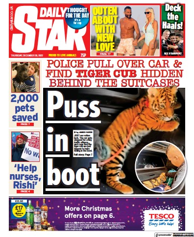 Daily Star Newspaper Front Page for 29 December 2022