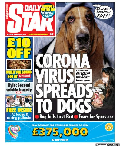 Daily Star Newspaper Front Page for 29 February 2020
