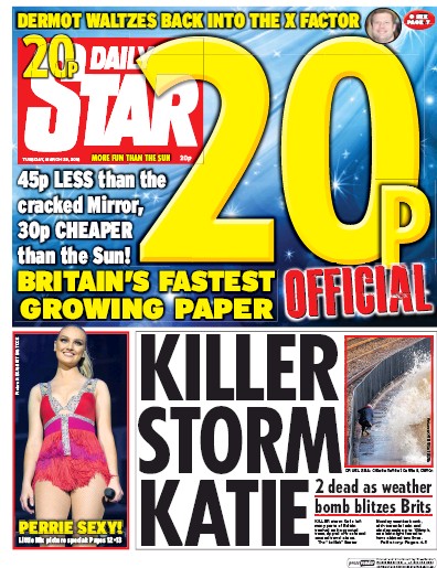Daily Star Newspaper Front Page for 29 March 2016