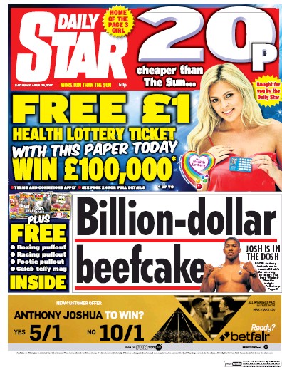 Daily Star Newspaper Front Page for 29 April 2017