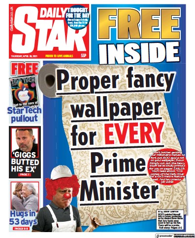 Daily Star (UK) Newspaper Front Page for 29 April 2021