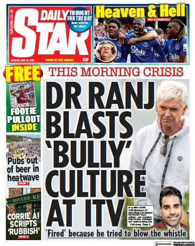 Daily Star (UK) Newspaper Front Page for 29 May 2023