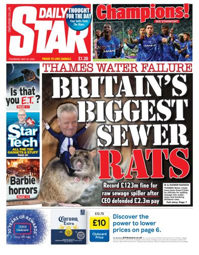 Daily Star (UK) Newspaper Front Page for 29 May 2025