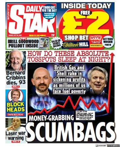 Daily Star Newspaper Front Page for 29 July 2022