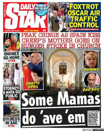 Daily Star (UK) Newspaper Front Page for 29 August 2023