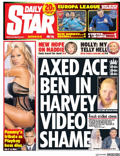 Daily Star Newspaper Front Page for 29 September 2017
