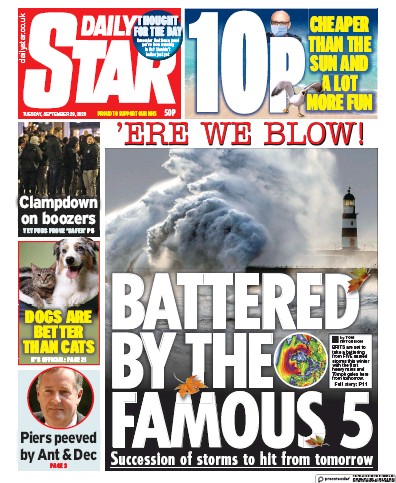 Daily Star Newspaper Front Page for 29 September 2020