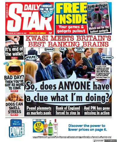 Daily Star (UK) Newspaper Front Page for 29 September 2022