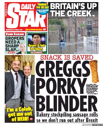 Daily Star Newspaper Front Page for 2 October 2019