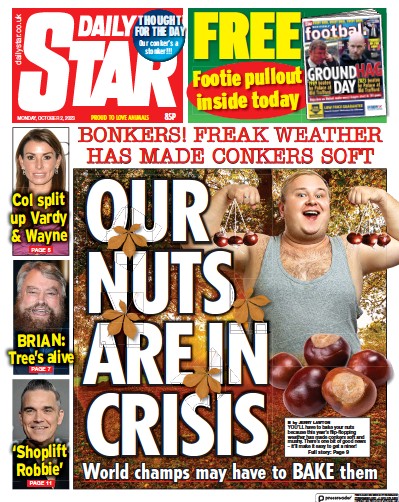 Daily Star (UK) Newspaper Front Page for 2 October 2023