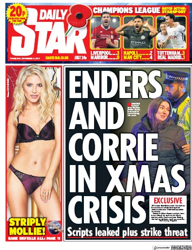 Daily Star Newspaper Front Page for 2 November 2017