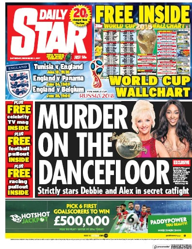 Daily Star (UK) Newspaper Front Page for 2 December 2017