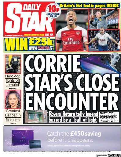 Daily Star Newspaper Front Page for 2 January 2019