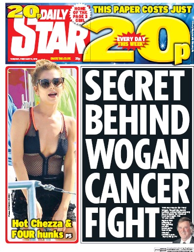 Daily Star (UK) Newspaper Front Page for 2 February 2016