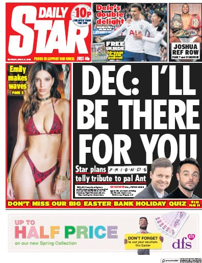 Daily Star Newspaper Front Page for 2 April 2018