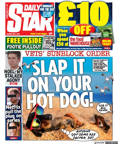 Daily Star (UK) Newspaper Front Page for 2 May 2022