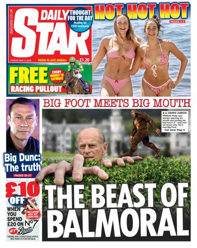 Daily Star (UK) Newspaper Front Page for 2 May 2025